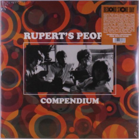 "Rupert’s People Compendium" steht in weißer Schrift über einem bunten, kreisförmigen Muster mit einem Schwarz-Weiß-Foto.