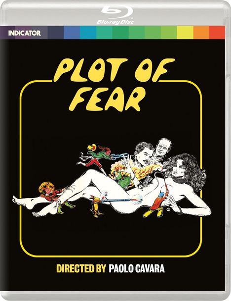 „Plot of Fear“, „Directed by Paolo Cavara“. Illustration: Eine liegende Frau mit kleineren Figuren um sie herum.