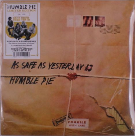 HUMBLE PIE Limited Edition, Gold Vinyl. "AS SAFE AS YESTERDAY IS", HUMBLE PIE. Auf Paket mit Schnur und Briefmarken.