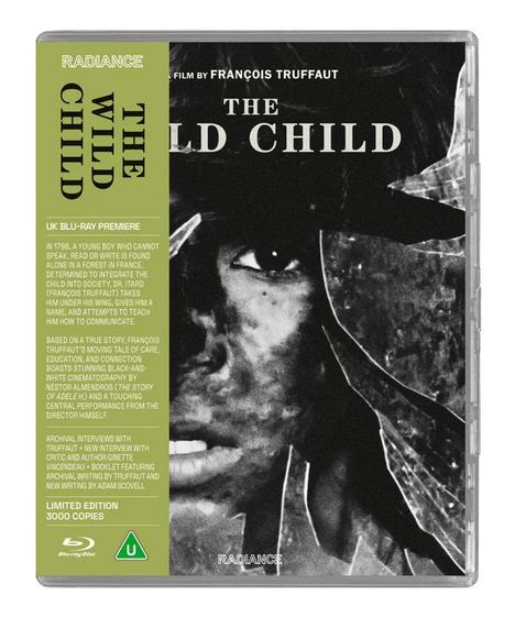 "The Wild Child" in großen Buchstaben, schwarz-weißes Porträt eines Jungen, limitierte Blu-ray, 3000 Exemplare.