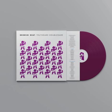 Text: "BRONSKI BEAT · TRUTHDARE DOUBLEDARE". 
Plattenhülle mit lila Robotergrafiken, dazu passender lila Vinyl.