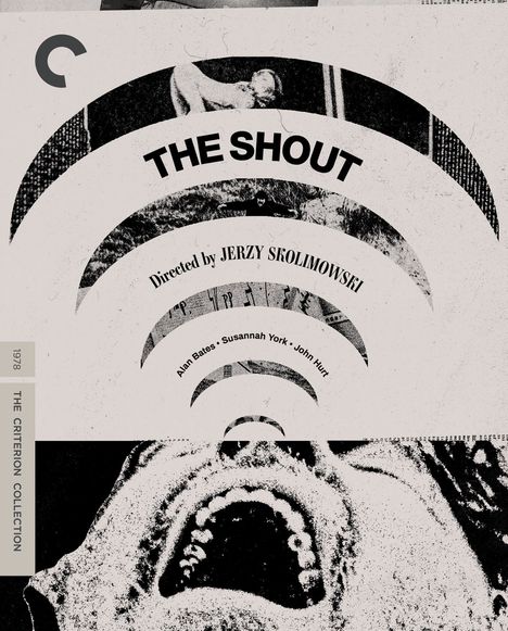 "The Shout" steht prominent. Darunter: "Directed by Jerzy Skolimowski". Unten ein schreiendes Gesicht.