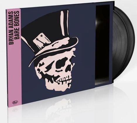 "Bryan Adams Bare Bones" steht links. Eine stilisierte Illustration eines Schädels mit Zylinder ist auf der Hülle.