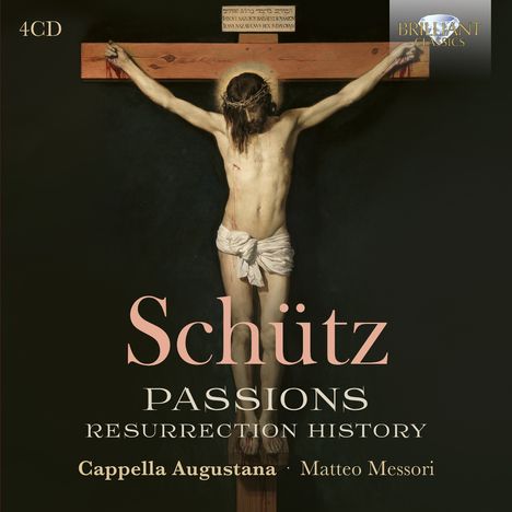 "Schütz, Passions, Resurrection History, Cappella Augustana, Matteo Messori." Jesus am Kreuz, Dornenkrone, blutend.