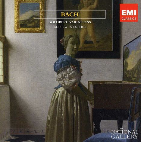 Text: "Bach, Goldberg Variations, Alexis Weissenberg." Logo: "EMI Classics." Gemälde: Eine Frau in einem Interieur.