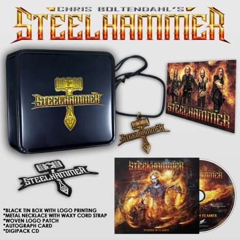 Chris Bohltendahl's Steelhammer: Reborn In Flames (Limited Metal Box), 1 CD und 1 Merchandise