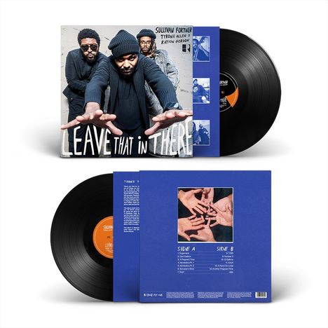Texte: "LEAVE THAT IN THERE", "SULLIVAN FORTNER", "SIDE A", "SIDE B". 

Schallplatten und Cover mit Fotos von drei Personen.