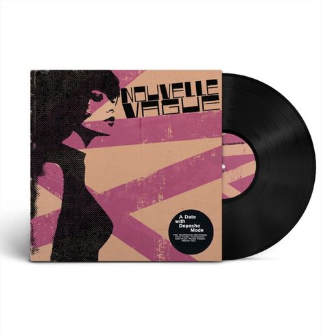Text: "Nouvelle Vague", "A Date with Depeche Mode". Illustration: Frau im Profil in Schwarz und Lila, Schallplatte rechts.