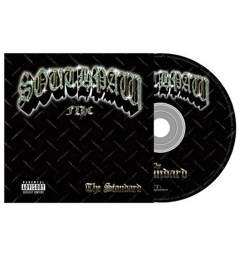 Text: SEUTHPAVV, The Standard. Ein CD-Cover mit metallisch schwarzem Hintergrund und gotischer Schrift.