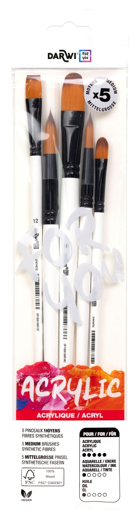 Darwi For You, Set mit 5 mittelgroßen Pinseln, Diverse