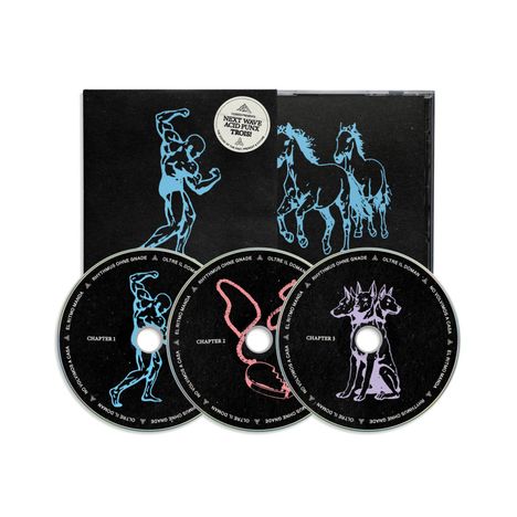 Text: "CURSES PRESENTS NEXT WAVE ACID PUNX TROIS! THE SOUND OF THE PAST, PRESENT & FUTURE." Blaue Silhouette eines muskulösen Menschen.