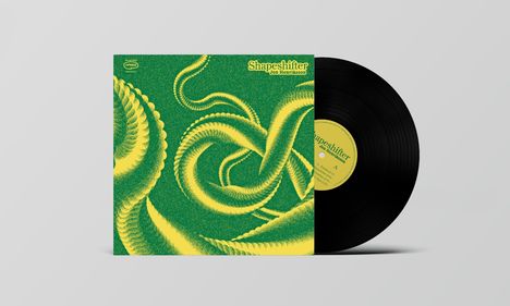 "Shapeshifter" und "Jon Henriksson" in gelber Schrift. Illustrierte grüne Tentakel in gelb-grüner Kombination.
