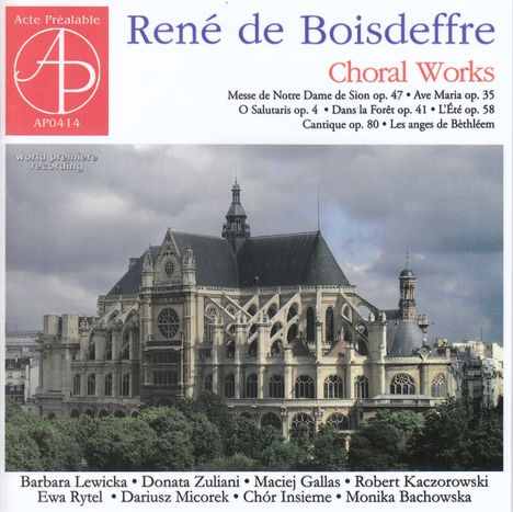 Rene de Boisdeffre (1838-1906): Chorwerke, CD
