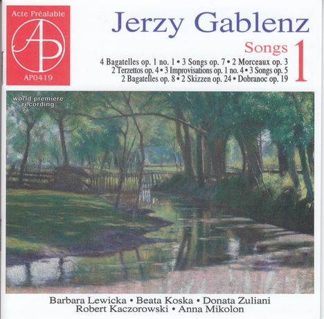 Jerzy Gablenz (1888-1937): Lieder Vol.1, CD