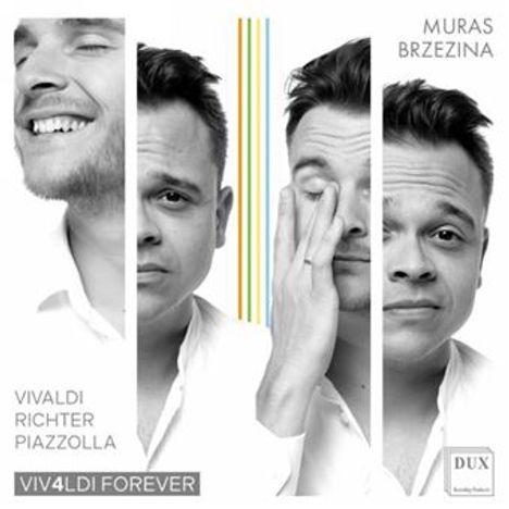 "Viv4ldi Forever" steht groß geschrieben. Daneben sind Porträts eines Mannes in drei Posen zu sehen.