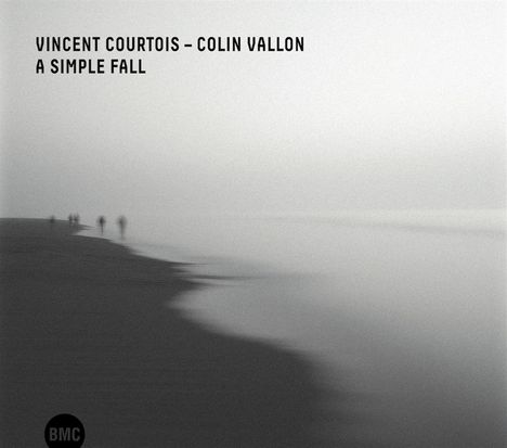 "VINCENT COURTOIS – COLIN VALLON A SIMPLE FALL" steht oben. Unscharfes Uferbild mit Nebel, einfühlsame Atmosphäre.