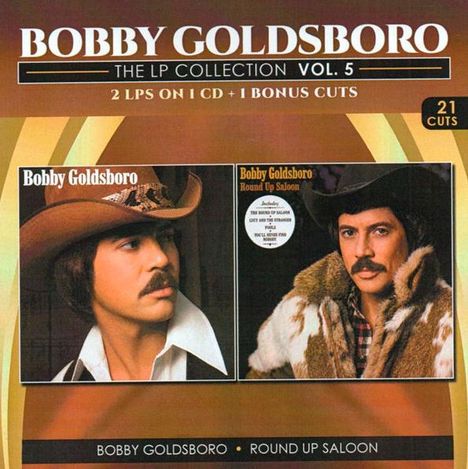 "Bobby Goldsboro, The LP Collection Vol. 5", zwei Männer in Cowboyhüten, brauner Hintergrund, Schrift und Bilder im Retro-Stil.