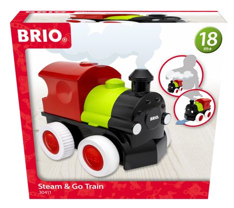 BRIO - 30411 Push &amp; Go Zug mit Dampf | Spielzeug für Kleinkinder ab 18 Monate, Spiele