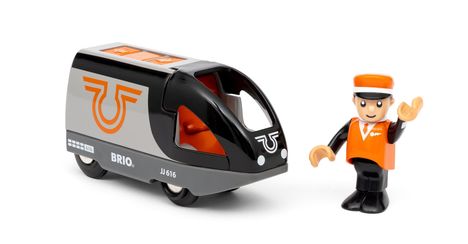 BRIO World - 36047 Orange-schwarzer Reisezug | Batteriebetriebener Spielzeugzug für Kinder ab 3 Jahren, Spiele