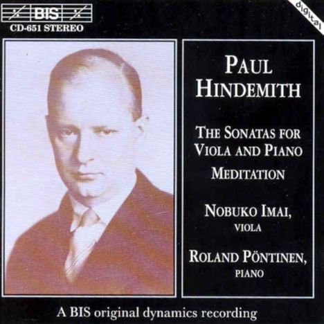 Paul Hindemith (1895-1963): Sonaten für Viola &amp; Klavier, CD
