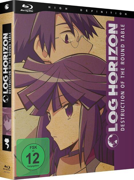 "LOG HORIZON: DESTRUCTION OF THE ROUND TABLE", FSK ab 12, Anime-Charaktere mit lila Haaren im Profil.
