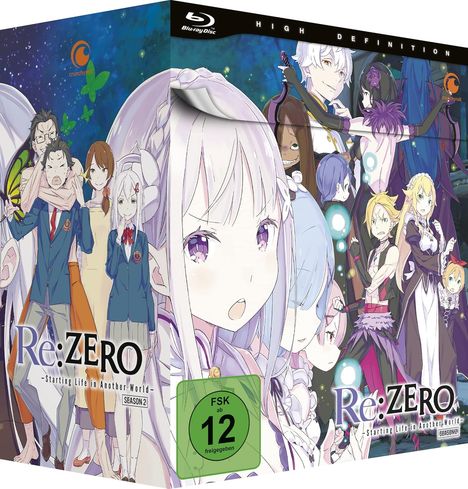 "Re:ZERO - Starting Life in Another World- SEASON 2", FSK 12 freigegeben. Anime-Illustration mit diversen Charakteren.
