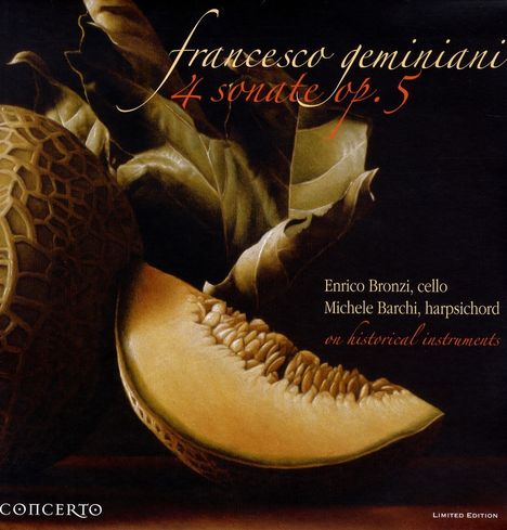 Francesco Geminiani (1687-1762): Sonaten für Cello &amp; Bc op.5 Nr.1-4, LP