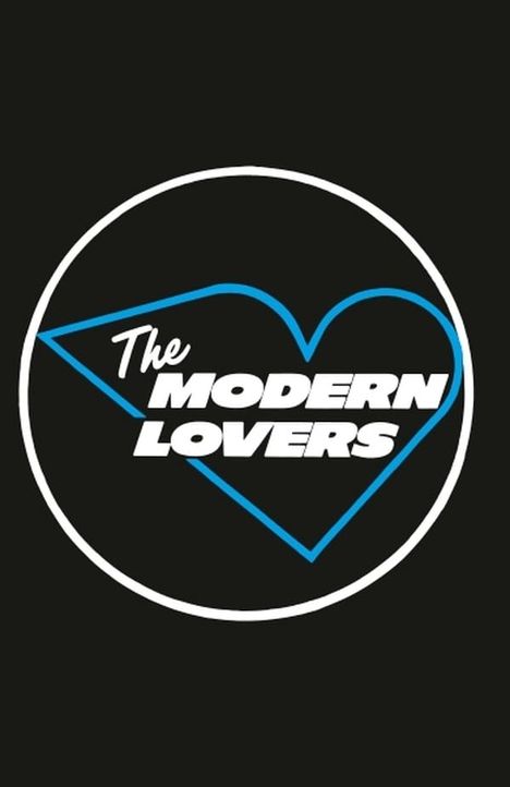 „The Modern Lovers“ in weißen Buchstaben über einem blauen Herz-Logo auf schwarzem Hintergrund.