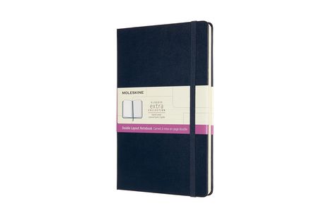 Moleskine: Moleskine Notizbuch - Doppelte Lineatur, Large/A5, Liniert-Blanko, Geb, Saphir, Diverse