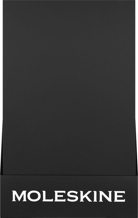 Text: "MOLESKINE" in Weiß auf Schwarz. Elegantes, minimalistisches Design.