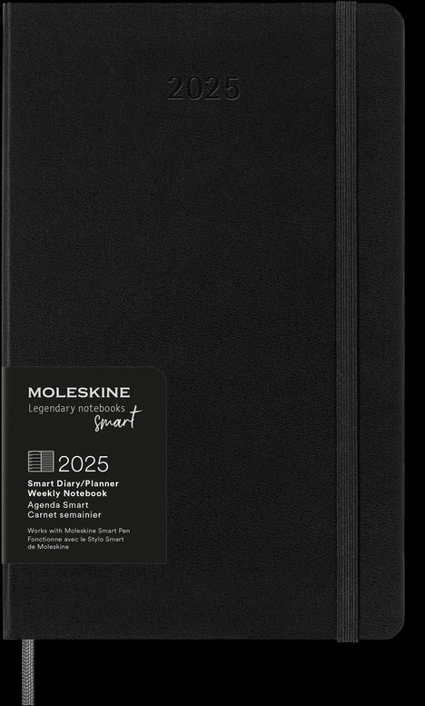 Moleskine 12 Month 2025 Smart Weekly Planner, Hard Cover, Large (5" x 8.25") Black - Compatible with Moleskine Pen+ (Sold Separately) &amp; App, Buch