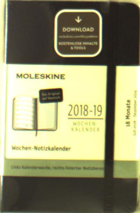 Moleskine Wochen Notizkalender, 18 Monate, 2018/2019, Deutsch, Pocket/A6, Hard Cover, Schwarz, Buch