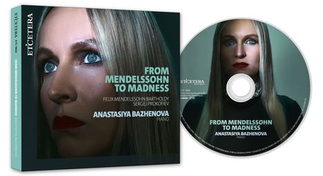 "FROM MENDELSSOHN TO MADNESS" ist hervorgehoben. Frau mit blonden Haaren und intensivem Blick im Detail.