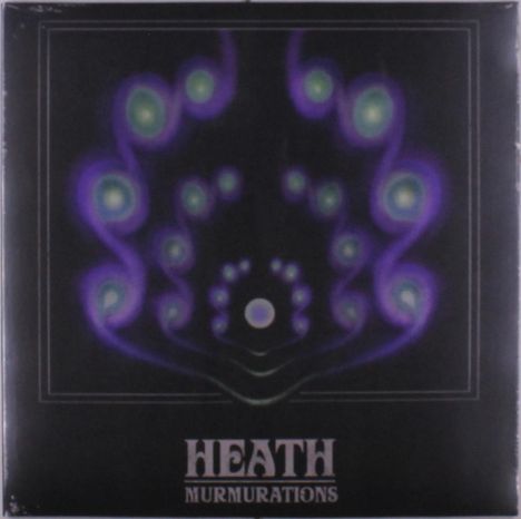 "HEATH MURMURATIONS" steht unten. Eine Illustration zeigt spiralförmige Muster in Violett und Grün auf schwarzem Hintergrund.