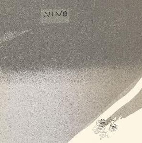 Text „VINO“. Links oben graue Fläche, rechts unten weiße Fläche mit zwei kleinen Fahrrädern, Illustration.