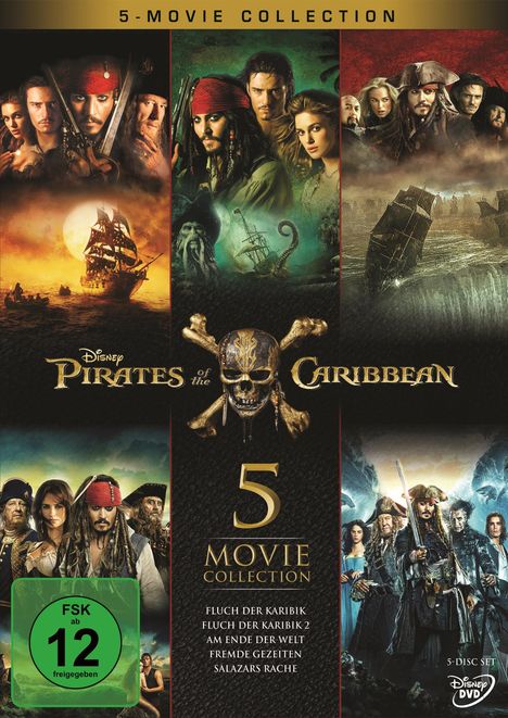 Pirates of the Caribbean - Fluch der Karibik 1-5, 5 DVDs