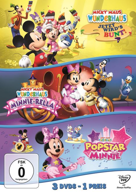 Micky Maus Wunderhaus: Jetzt wird's bunt / Minnie-Rella / Popstar Minnie (Dreierpack), 3 DVDs