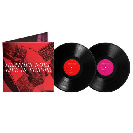 "HEATHER-NOVA LIVE-IN-EUROPE" steht auf einem roten Albumcover mit zwei schwarzen Schallplatten.
