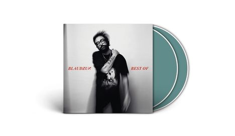 Text: BLAUDZUN BEST OF. CD-Cover in Schwarz-Weiß zeigt eine leicht unscharfe Person mit Brille.