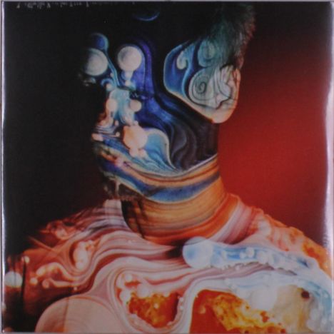 Es sind keine Texte sichtbar. Die Illustration zeigt ein abstrakt gemaltes Gesicht und Oberkörper in Wirbelmustern und kräftigen Farben.