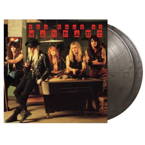 „the best of WARRANT“ in roten Buchstaben, Bandmitglieder an einem Billardtisch posierend.