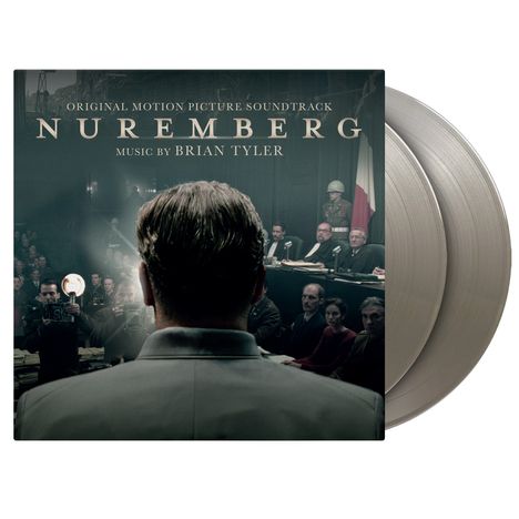 Das Cover zeigt "Original Motion Picture Soundtrack: Nuremberg, Music by Brian Tyler". Ein Gerichtssaal mit einem Mann von hinten.