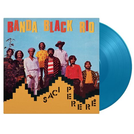Text: "Banda Black Rio", "Saci Pererê". Blaues Vinyl, Figuren in bunter Kleidung vor einem himmelblauen Hintergrund.