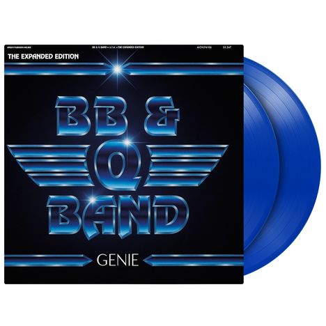 "THE EXPANDED EDITION" und "BB & Q BAND GENIE" in silber-blauem Stil mit einem blauen Vinyl-Doppelalbum.