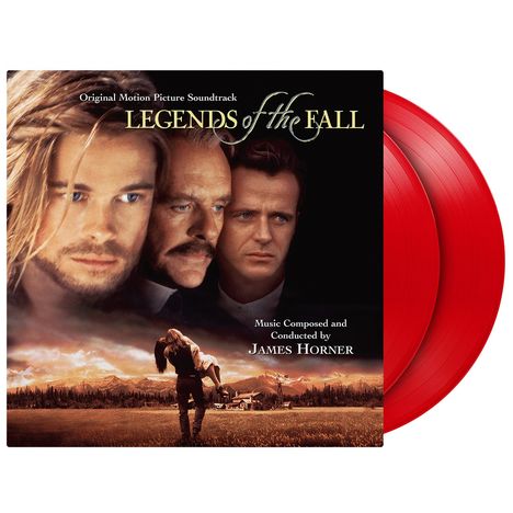 "Legends of the Fall", Original Soundtrack von James Horner. Drei Männergesichter, unten Landschaft mit Bergen.