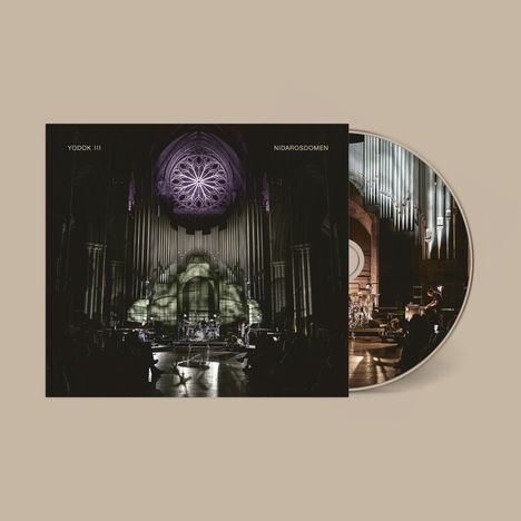 "YODOK III" und "NIDAROSDOMEN" stehen auf einem dunklen Cover mit einer Kirchenorgel und violetten Lichtern. Eine CD ragt heraus.
