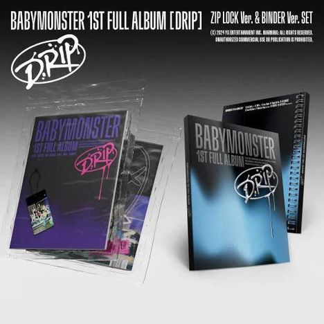 BABYMONSTER 1st FULL ALBUM [DRIP] ZIP LOCK Ver. & BINDER Ver. SET. Enthält Albumcover mit stilisiertem "DRIP" Logo.