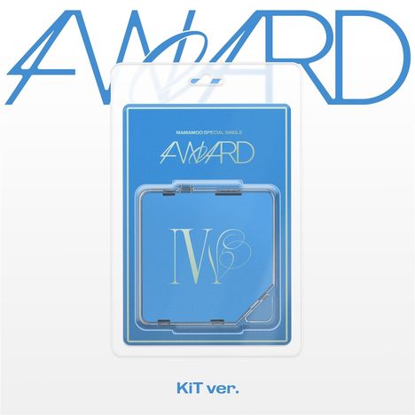 MAMAMOO SPECIAL SINGLE, AWARD, IV, KiT ver. Ein modernes Design in Blau-Weiß mit großen Buchstaben.