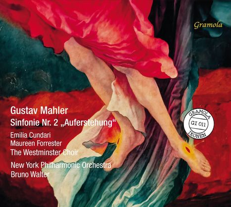 "Gustav Mahler, Sinfonie Nr. 2 'Auferstehung', mit Emilia Cundari, Maureen Forrester, The Westminster Choir, New York Philharmonic Orchestra unter Bruno Walter. Kunstvolle Darstellung farbenfroher Gewänder und Gestalten."