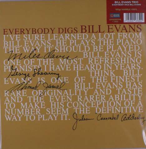Bill Evans (Piano) (1929-1980): Everybody Digs Bill Evans (180g) (Grey Marbled Vinyl), LP